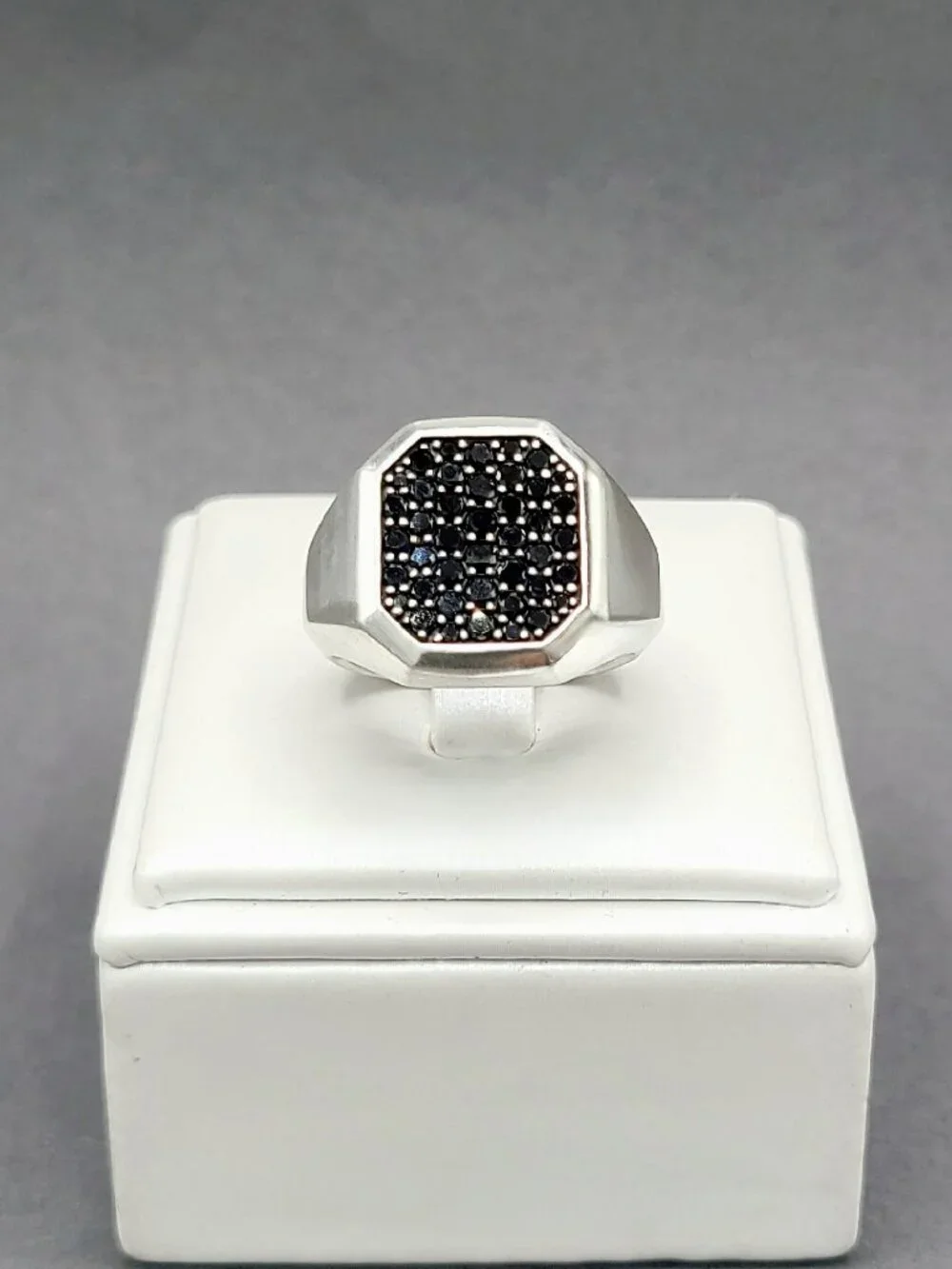 David Yurman Streamline Signet Ring w/ Pavé Black Diamonds - 18mm - Size 9